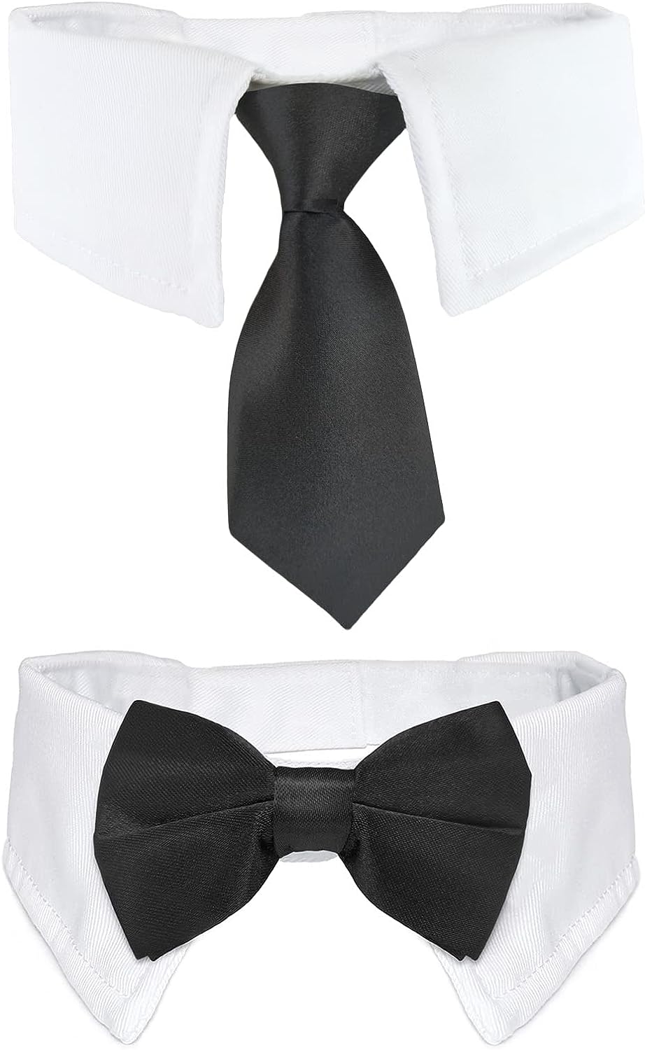 KOOLMOX zwarte hond strik en stropdas met shirt witte kraag voor honden, 2 pack zwart