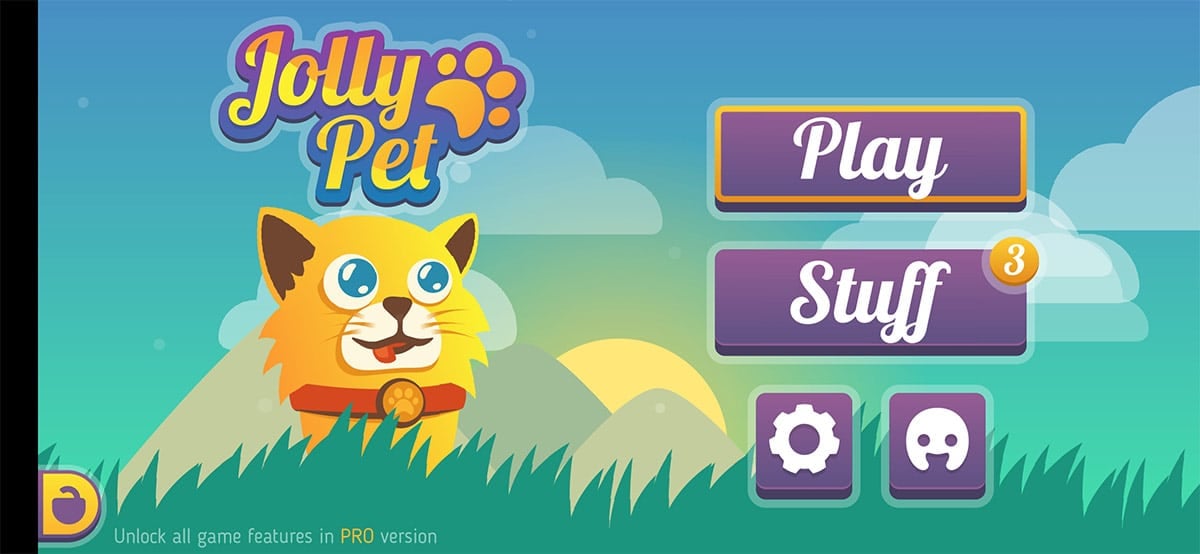 Jolly Pet-app screenshot van startscherm.